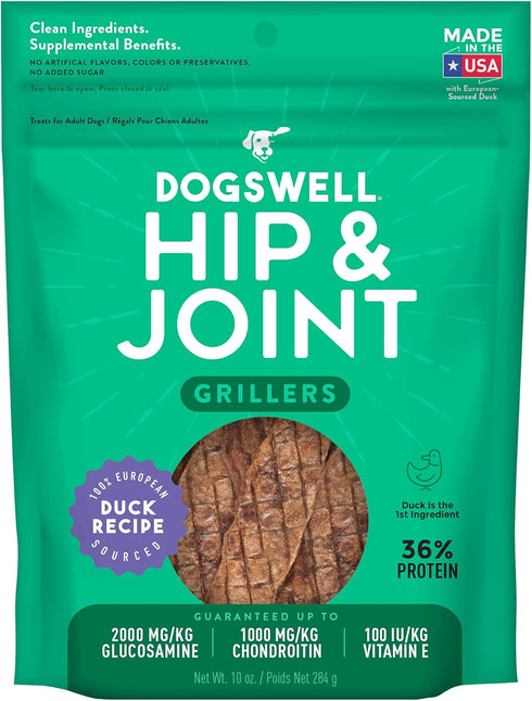 Dogswell Hip and Joint Grain-Free Duck Grillers for Dogs, 10 Ounces, Model: 842188...