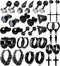 16 Pairs Men Earrings Set - Black Stainless Steel Cross Dangle Hoop & Ear Stud Fashion Piercing Jewelry for Birthdays, Parties & More...