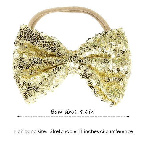 Song Qing Baby Infant Girls Hair Band Sequined Bow Headband Turban Knot Hair Headwear Gold...