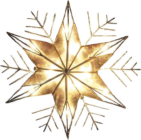 Kurt Adler 10-Light Capiz and Wire Snowflake Christmas Treetop, 10-Inch, Silver...