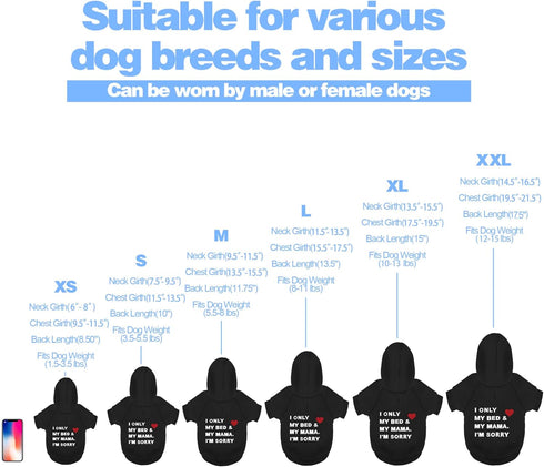 Comfortable Polycotton Dog Hoodie: Soft, Lightweight Puppy Vest for Small and Large Dogs, Highlighting The Heartfelt 'I Only Love My Bed, My Mama,...