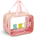 Chenille Letter Bag Nylon Makeup Bag Portable Bag Makeup Cases Preppy Patch Makeup Bag with Zipper Cosmetic Toiletry Storage Bag for Women Girls (...