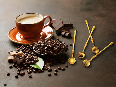 10 Pcs Flower Spoon Coffee Teaspoon Set, Stainless Steel Tableware Creative Dessert Spoons Sugar Spoon Coffee Spoon Teaspoon Ice-Cream Spoon Mixin...