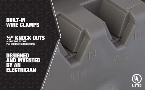 Southwire MSBMMT2G Two Device Adjustable Depth, Heavy Duty 42lb Screws Included 2-Gang Multi-Mount Electrical Box, Gray...