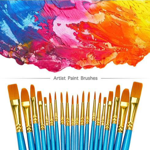 BOSOBO Pointed-Round Paint Brush, 4 Sets of 10 Pieces Fine Tip Nylon Hair Miniature Paint Brushes for Acrylic Oil Watercolor Gouache, Artist Face ...