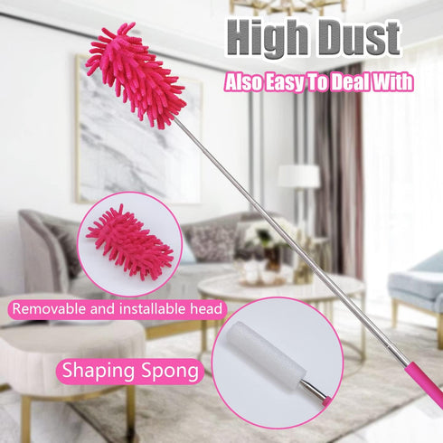 4 pcs Extendable and Washable Microfibre Feather Duster,13" to 30" Reachable, Microfibre Cleaning Tool, Small Dusters for Cleaning Office, Car, Co...