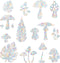 STICKERGURU 16 Pieces Mushroom and Leaf Window Clings - Anti-Collision Window Decals to Save Birds from Window Collisions,Non Adhesive Prismatic V...