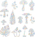 STICKERGURU 16 Pieces Mushroom and Leaf Window Clings - Anti-Collision Window Decals to Save Birds from Window Collisions,Non Adhesive Prismatic V...