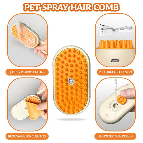 Spray Cat Brush for Shedding - Cat/Dog Steam Brush, Cat Bath Brush, Pet Steam Brush, Cat Brush with Water - Pet Spray Hair Comb, Cat Hair Brush wi...