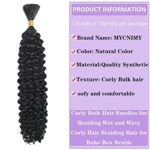 18inch Curly Bulk Hair For Braiding No Weft 75g (1Bundles/Pack) Micro Braiding Quality Synthetic Hair Braiding Extensions For Boho Braids Wet And ...