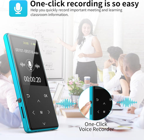 MP3 Player, 64GB MP3 Players Safuciiv MP3 with Bluetooth 5.3, 2.4 in Screen, Lossless Music Player, Support FM Recording, for Gym, Camping, Sports...