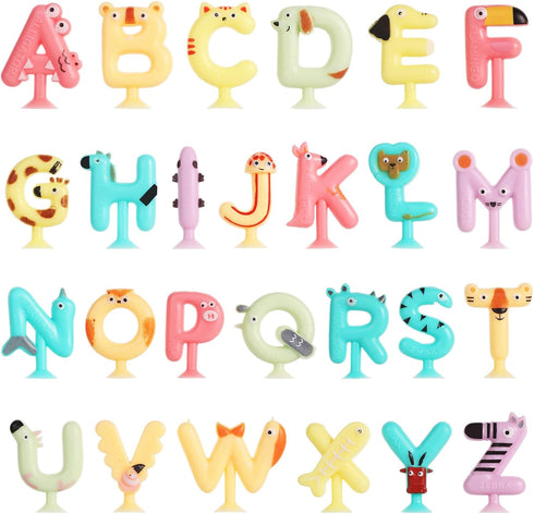 26pcs Suction Cup Letters Toys, Washable Alphabet Educational Toys Learning Spelling Games Educational Bath Toys Kids Interactive Toys Alphabet Le...