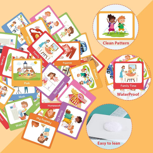 Colorful Flash Card Set – 60Pcs Visual Assisted Planning Picture Cards Pack – Bedtime, Walk, Park, Camping, Homework - Comprehensive Preschool Edu...