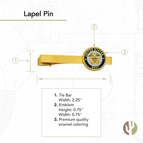 Desert Cactus United States Navy Tie Bar Logo Formal Occasion Standard Length Width (Double Anchor)...