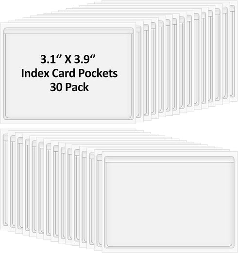 30 Pcs Self-Adhesive Index Card Holders Business Card Pockets Clear Plastic Labels Holders for Organizing Storage Bins Library Card Shelves (3.93 ...