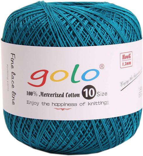 golo Crochet Thread Size10 Cotton Yarn for Crochetting Blue Yarn 6-661...