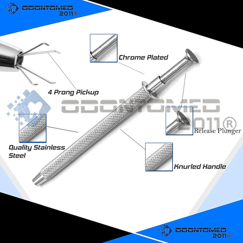 OdontoMed2011® IC Pickup/Thread Picker/BGA Chip Picker/Electronic Component Catch/ 4 Clamp IC Chip Metal Catcher/Manicure Cotton Ball Claw. ODM...