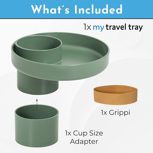 Travel Tray Round, USA Made Easily Convert Your existing Cup Holder to a Tray and Cup Holder for use in a Car Seat, Booster, Stroller, Golf Cart a...