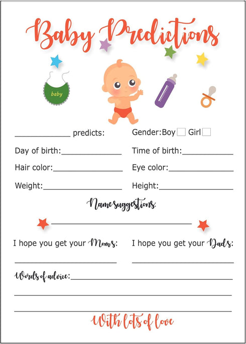 LOTUS-A Baby Shower Games - Hilarious Guess The Phrase and Predictions Cards 30 Thick Cardstocks 7x5 inches Printed Front Back Side Answer Keys In...