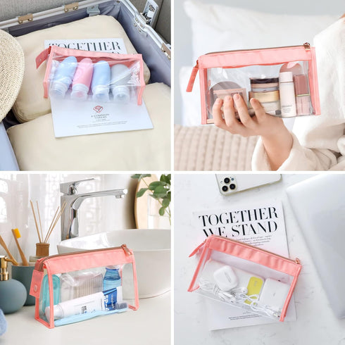 PACKISM Clear Makeup Bag - Large Opening Clear Pouches with Zipper, Help Organize Travel Toiletries Neatly, TSA Approved Toiletry Bag for Easily P...