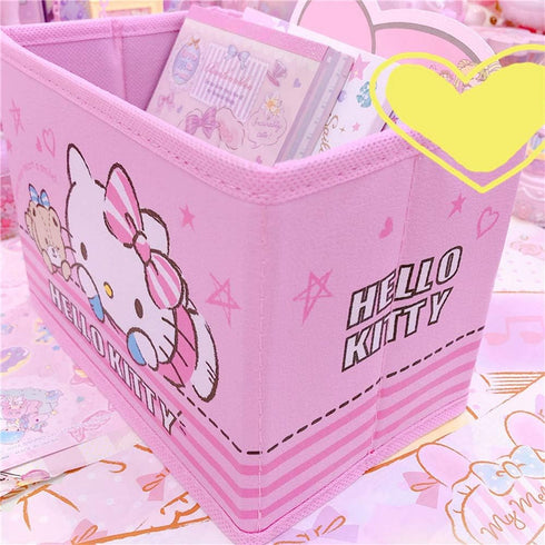 Kerr's Choice Collapsible Storage Bin Kitty Foldable Baskets | Kawaii Office Desk Organizer Room Decoration Cute Room Decor Cute Functional Contai...