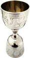 Electro Plated Nickel Silver with Chrome Finish Peg Measure Jigger, Shot Glass, Cup, 1 oz / 2 oz WITH ALLURING ENGRAVING...