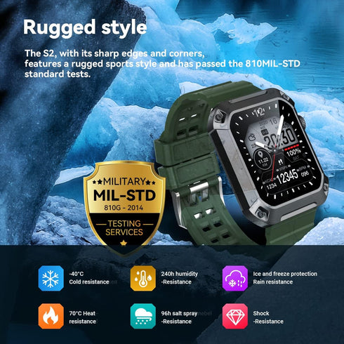 Njord Gear Military Smart Watches for Men Bluetooth Call Rugged Outdoor Sports Smart Watch for Android iOS 5ATM Waterproof Fitness Tracker Smartwa...