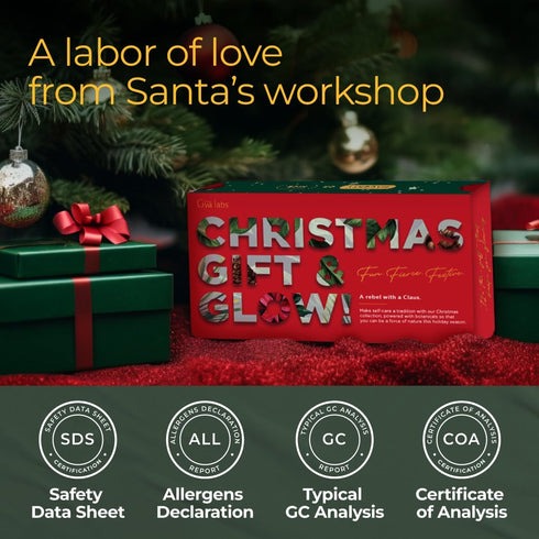 Gya Labs Christmas Festive Gift & Glow Kit & Greeting Card (Set of 3) - Authentic Aromas of Rosemary Oil, Pine Essential Oils & Santal in Black Ro...