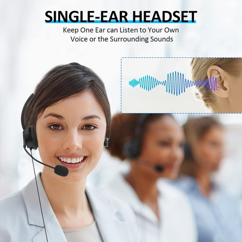 AGPTEK® Hands-Free Call Center Noise Cancelling Corded Monaural Headset USB Headset with Microphone for PC Headphone with Mic Mircrophone - Cord w...