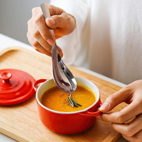 AOOSY 6-Piece Heavy Weight Soup Spoons,Stainless Steel Asian Soup Spoon with Ergonomic Short Handle for Ramen, Curry, Cereals...