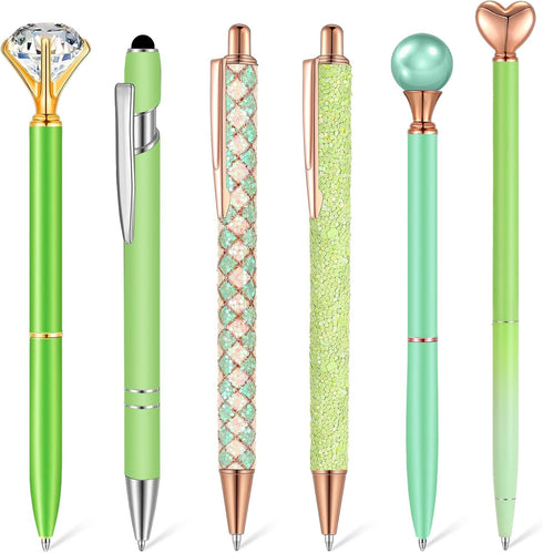 6 Pcs Ballpoint Pens Set Metal Crystal Diamond Pen for Journaling Glitter Pens Pretty Cute Pens Black Ink Fancy Pens Gifts for Women Girls Teacher...
