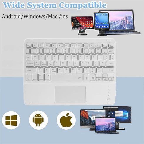 Wireless Bluetooth Keyboard,10-inch Ultra-Slim 7 Color Backlight Keyboard with Touchpad,Rechargeable Wireless Magnetic Bluetooth Portable Keyboard...