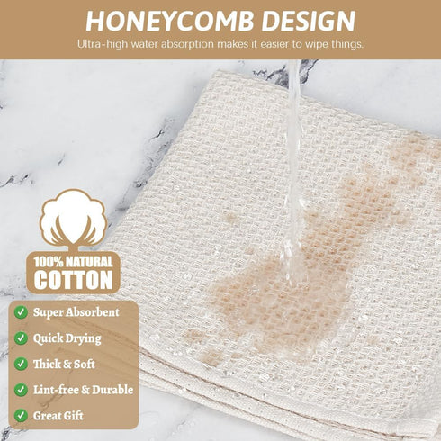 Nialnant 100% Cotton Kitchen Towels Set of 8,Waffle Weave Dish Cloths for Washing Dishes,Extra Soft Dish Rags,Absorbent Cleaning Rags-12x12 Inch,B...