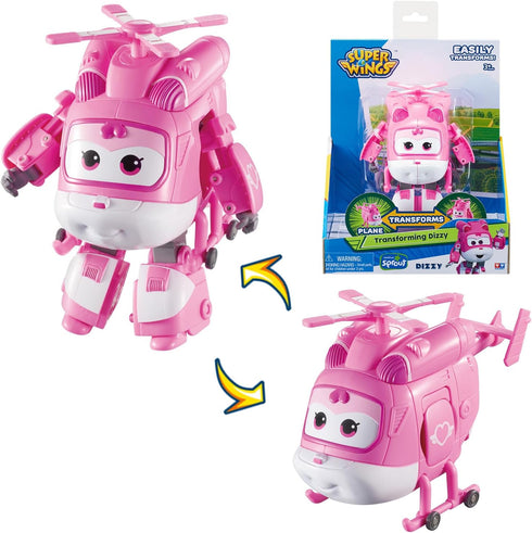 Super Wings Transformer Toys, 5" Dizzy Airplane Toys, 2-in-1 Mode Rescue Bots Action Figure, Kids Toys Plane to Robot, Fun Toy Plane Vehicle for K...