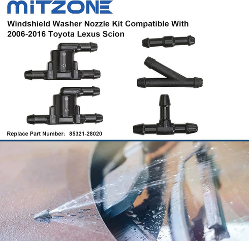 MITZONE Windshield Washer Nozzle Kit Compatible with 2006-2016 Toyota lexus scion Replace 85321-28020...