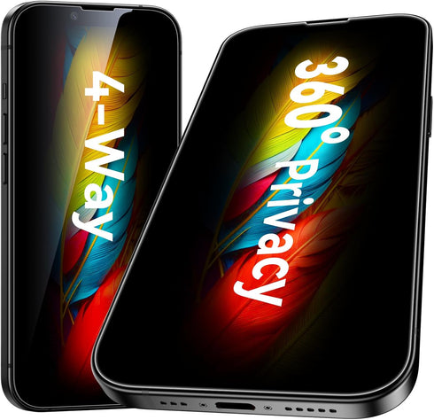 Esanik 2 Pack 4-way 360 Anti-spy for iPhone 14 Plus/13 Pro Max Privacy Screen Protector 6.7'' Tempered Glass, Installation Frame, 9H Hardness, Eas...