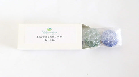 Lifeforce Glass Encouragement Stones, Motivational and Inspirational Quotes and Sayings on Translucent and Opaque Glass Stones, Set of 6...