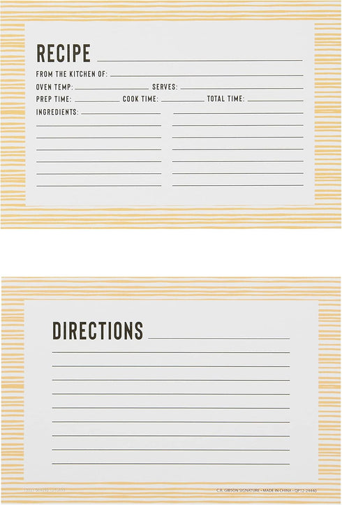 C.R. Gibson Bloom Double Sided Recipe Card Set, 4" W x 6" L, Yellow...
