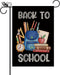 Back to School Garden Flag Pencil Book Alarm Clock Schoolbag Burlap Black Flag Double Sided First Day to School Outside Yard Lawn Decorations 12.5...