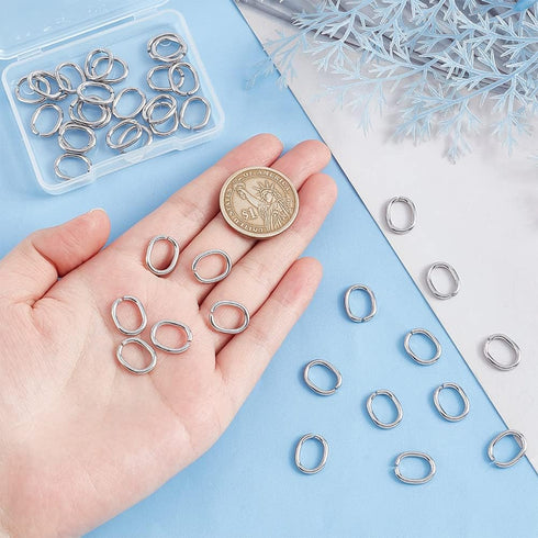 PH PandaHall 304 Stainless Steel Jump Rings 40pcs 13×11mm Oval Closed Jump Rings 18-Gauge O Ring for Earring Bracelet Necklace Pendant Jewelry DIY...