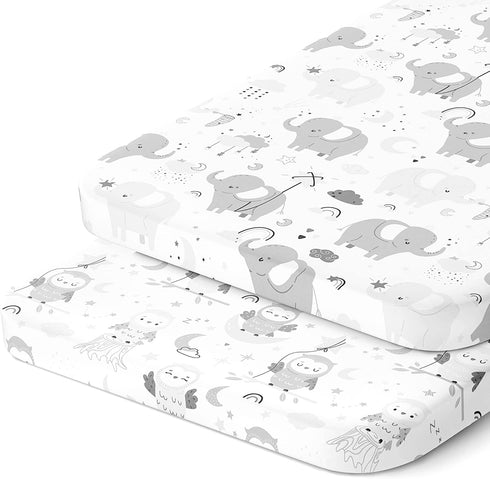 Bedside Sleeper Bassinet Sheets for 20x35 Inch Large Mattress Pad – Snuggly Soft 100% Jersey Cotton Fitted Baby Sheets – 2 Pack...