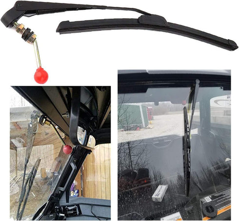 UTV manual windshield wiper arm length 450mm/17.7 inch wiper blade length about 400mm/15.7 inch (3 pieces/set)...