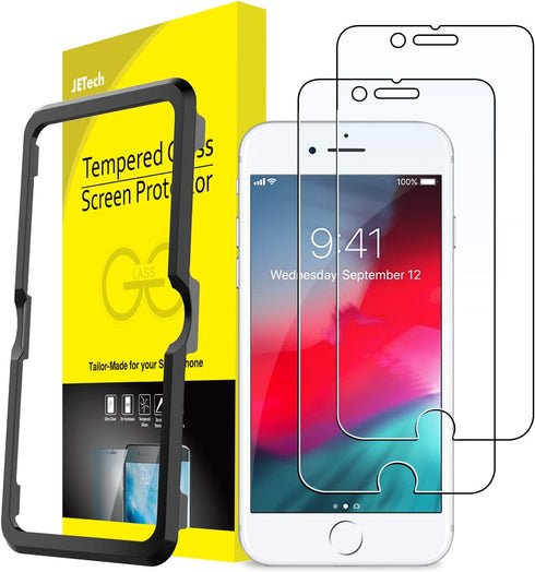 JETech Screen Protector for iPhone SE 3/2 (2022/2020 Edition), iPhone 8/7/6s/6, 4.7-Inch, Tempered Glass Film with Easy-Installation Tool, 2-Pack...
