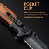 Spring Assisted Knife - 3.66" Sharp Blade - Tactical Pocket Knife for Men with Wood Handle Glass Breaker & Clip - Best Folding Knives for EDC Camp...
