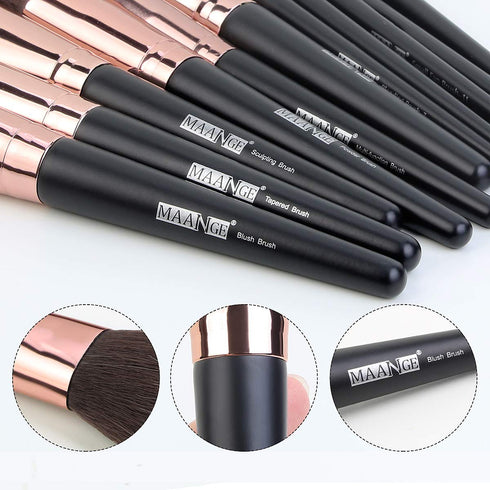 Makeup Brushes, 18 Pcs Professional Premium Synthetic Makeup Brush Set with Case, Foundation Kabuki Eye Travel Make up Brushes sets (Black Gold)...