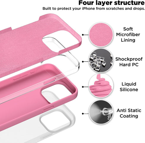 Compatible with iPhone 15 Pro Max Case, Liquid Silicone Case, Full Body Shockproof Protective Cover Slim Thin Phone Case with Soft Anti-Scratch Mi...