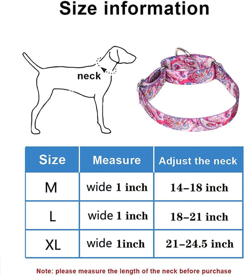 Adjustable Martingale Dog Collar Heavy Duty Nylon Dog Collar for Medium Large Dogs Walking Training Boy and Girl Dogs (XL, Pink)...