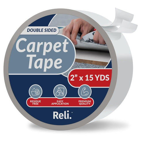 Reli. Carpet Tape | 2" x 15 Yards | Double Sided Carpet Tape for Hardwood Floors | Heavy Duty Keeps Rug in Place| Indoor/Outdoor Rug Tape for Area...