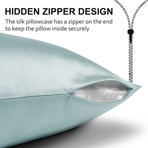 Ravmix Silk Pillow Cases with Zipper, 21momme Mulberry Silk Pillowcase for Hair Skin Health, Soft Smooth Breathable Cool Pillow Cover for Beauty S...