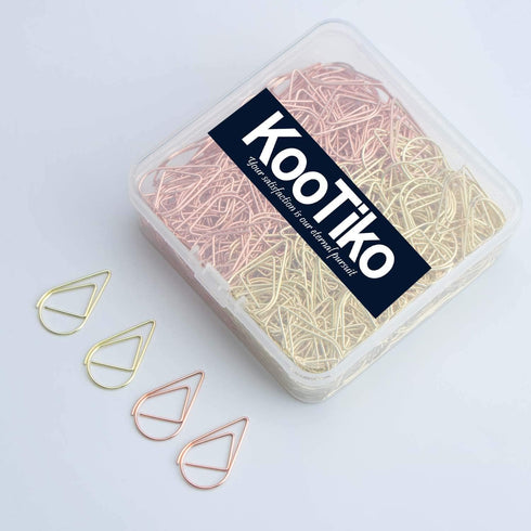 Gold and Rose Gold Cute Paper Clips Set, 300 Pcs Smooth Stainless Steel Tear-Shaped Wire Paperclips Small for Office Supplies Wedding Women Girls ...